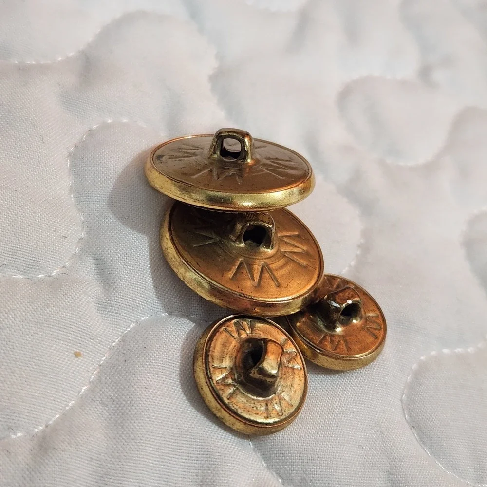 Set of 14 Waterbury Gold FOX HUNTING BLAZER BUTTONS French Horn Shank Equestrian